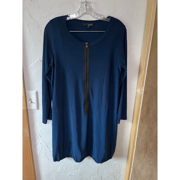 Sun Kim Blue Tunic Top Sz S - Picture 1 of 6